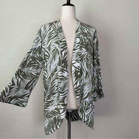 Chico’s Leaf Print Open Front Cardigan, Sz Large - Picture 3 of 14